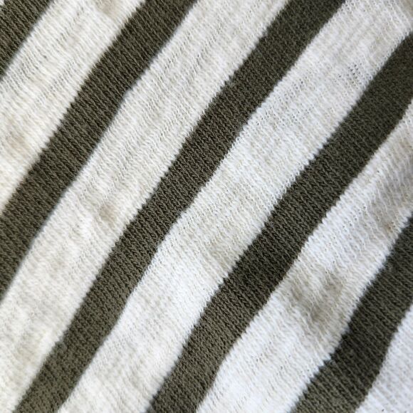 Liz Claiborne Women's Cap Sleeve Tee Army Green Striped 100% cotton Size Large - Picture 2 of 7